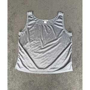 Nygard Collection Silver Metallic Scoop Neck Tank Top Womens 1X Sleeveless